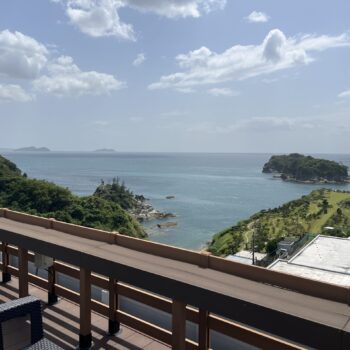 Ocean view from hotel rooftop in Wakayama, Japan